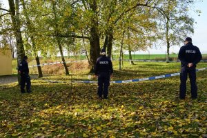 Policjanci zabezpieczają zagrożony rejon