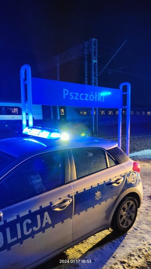 policjanci podczas udzielania pomocy pasażerom pociągu