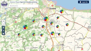 mapa powiatu gdańskiego z naniesionymi zagrożeniami