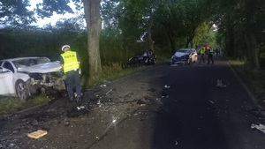policjanci podczas czynności na miejscu zdarzenia