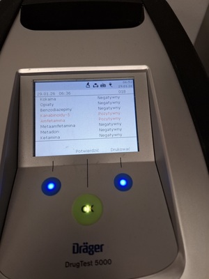 wynik urządzenia - narkotestu