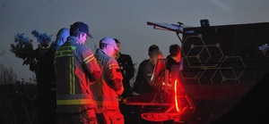 policjanci i strażacy podczas działań